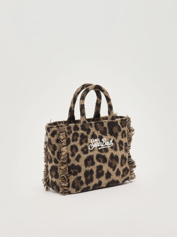 2. Sac Vanity Mini Felt en tissu effet laine pour femme Leopard Midi 18 Emb MC2 Saint Barth vami024