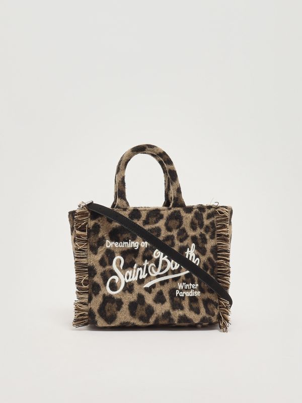 3. Sac Vanity Mini Felt en tissu effet laine pour femme Leopard Midi 18 Emb MC2 Saint Barth vami024