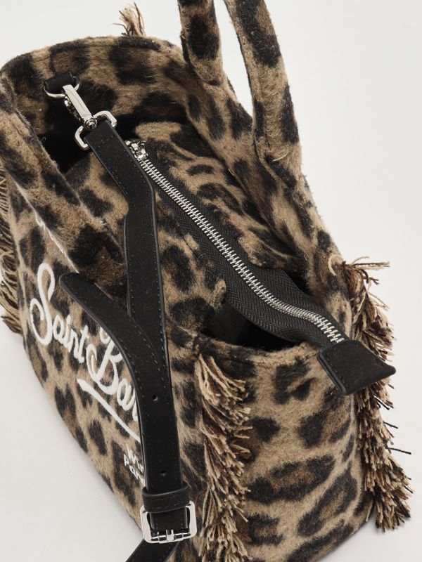 5. Sac Vanity Mini Felt en tissu effet laine pour femme Leopard Midi 18 Emb MC2 Saint Barth vami024