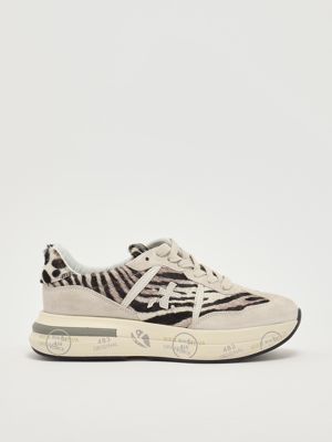 Cassie 7677 leather women's sneakers Mastic-Zebra Premiata