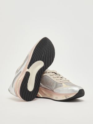 4. Moerund 7797 women's sneakers in nylon and suede Silver