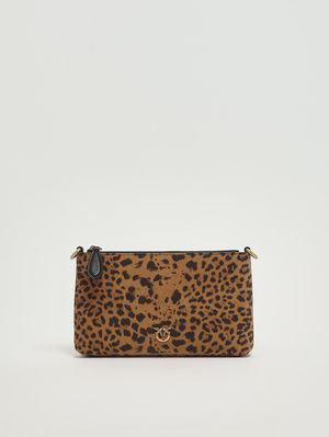 Borsa donna in suede Animalier Pinko