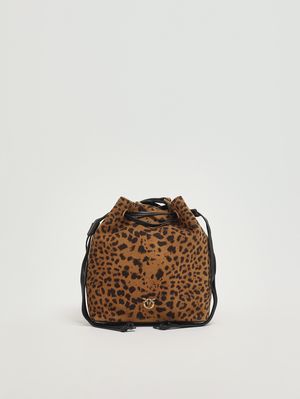 Borsa donna in suede Animalier Pinko