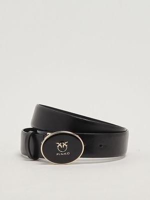 Pinko Leather Belt With Enameled Buckle Pinko ROUND ENAMEL - Belt - brown/silver-coloured/brown  main image 4
