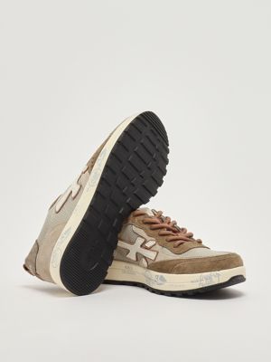 4. Zapatillas para hombre Nous 7724 de piel y malla Tórtola-Camello