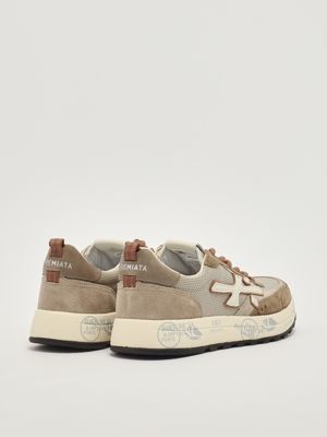 3. Zapatillas para hombre Nous 7724 de piel y malla Tórtola-Camello