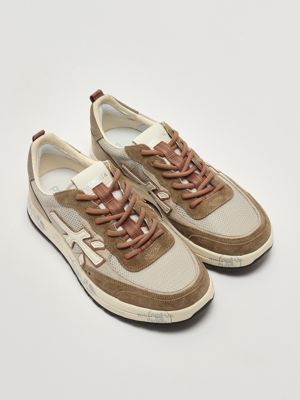 2. Zapatillas para hombre Nous 7724 de piel y malla Tórtola-Camello