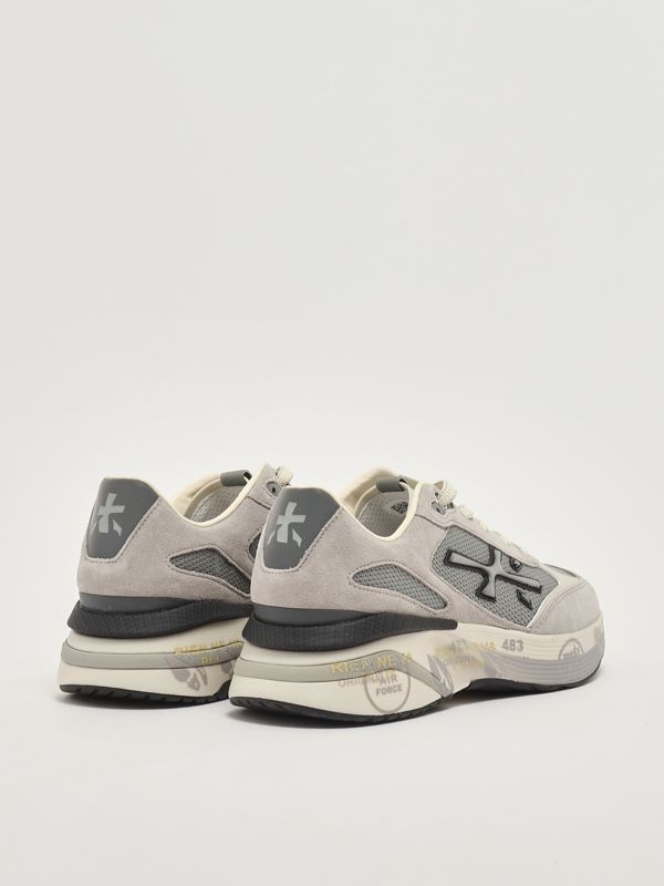 3. Moerun 7304 men's sneakers in leather and mesh Light Gray Premiata moe07304