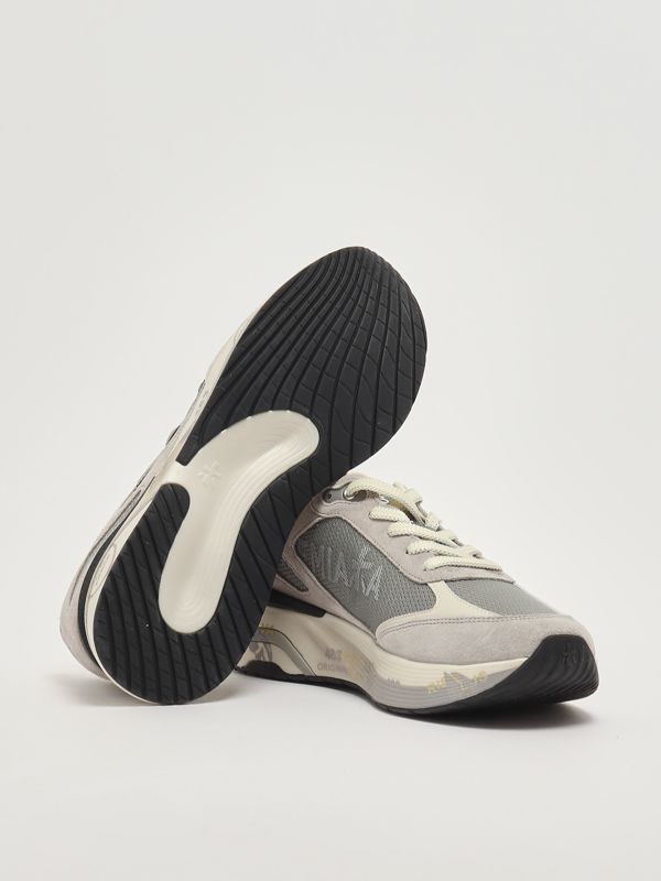 4. Moerun 7304 men's sneakers in leather and mesh Light Gray Premiata moe07304