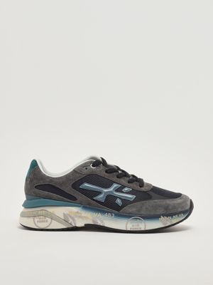 Moerun 7772 men's sneakers in leather and mesh Grey-Blue Premiata