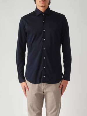 Herrenhemd aus Baumwolle Marineblau Guglielminotti