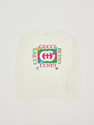 Felpa bambina in cotone Bianco-Multicolor Gucci
