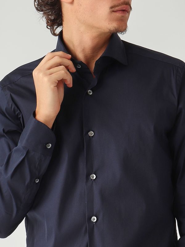 5. Chemise homme en coton mélangé stretch Bleu marine Guglielminotti 1d43gre