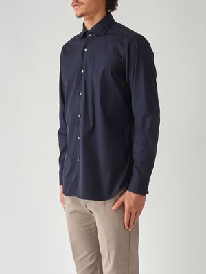 3. Chemise homme en coton mélangé stretch Bleu marine
