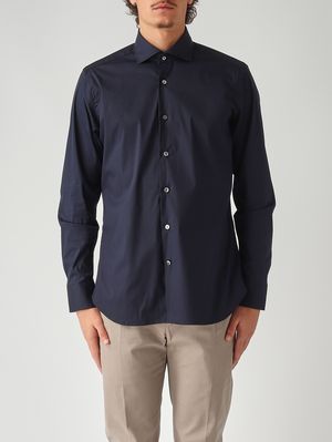 Herrenhemd aus Stretch-Baumwollmischung Marineblau Guglielminotti