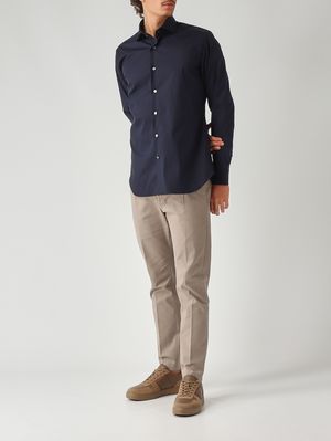 2. Chemise homme en coton mélangé stretch Bleu marine