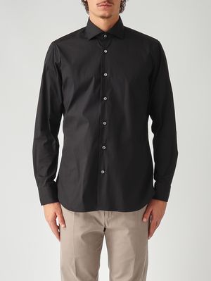 Herrenhemd aus Stretch-Baumwollmischung Schwarz Guglielminotti