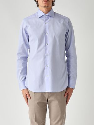 Herrenhemd aus Baumwolle Azurblau Guglielminotti