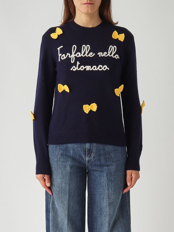 1. Maglia donna New Queen in misto lana e cachemire Pasta Farfalle 61 Patch MC2 Saint Barth que0010