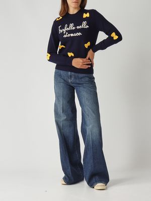 2. Maglia donna New Queen in misto lana e cachemire Pasta Farfalle 61 Patch