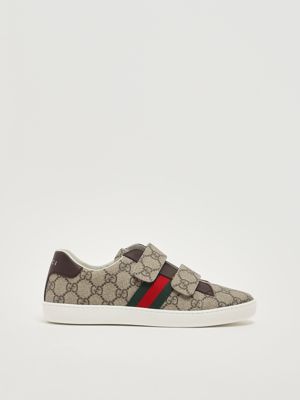 Kindersneakers mit Logo überall Beige Gucci