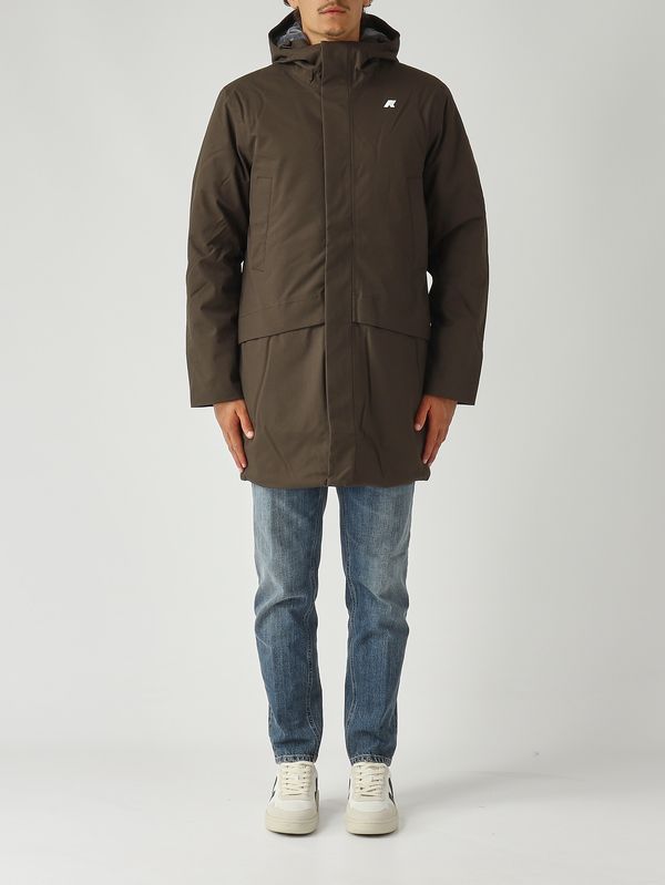 1. Veste homme Jarno Twill Marmotte en tissu imperméable Olive Foncé K-Way k8133fw