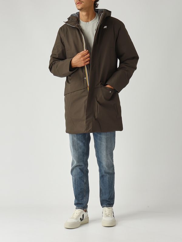 2. Veste homme Jarno Twill Marmotte en tissu imperméable Olive Foncé K-Way k8133fw