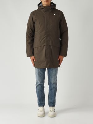 Herrenjacke Jarno Twill Marmotte aus wasserdichtem Stoff Dunkle Olive K-Way