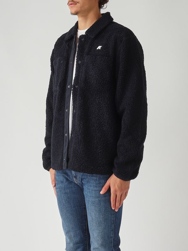 1. Veste Cameron en tissu sherpa polaire double épaisseur pour homme Bleu marine K-Way k61322w