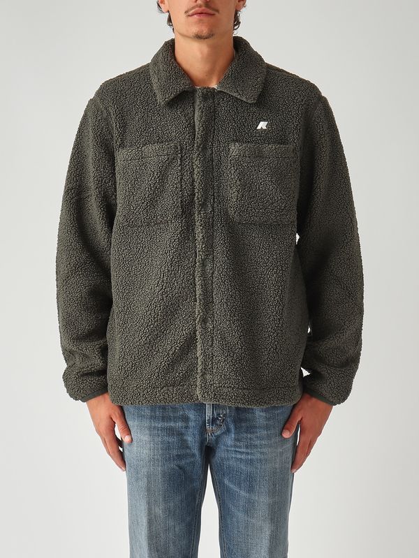 1. Veste Cameron en tissu sherpa polaire double épaisseur pour homme Vert militaire K-Way k61322w