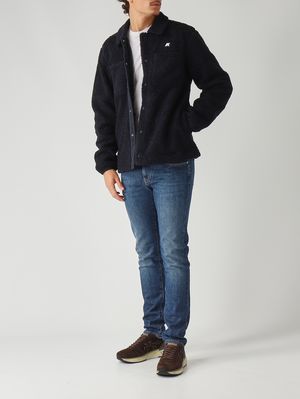 2. Veste Cameron en tissu sherpa polaire double épaisseur pour homme Bleu marine