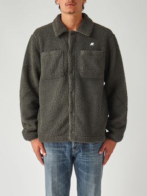 1. Veste Cameron en tissu sherpa polaire double épaisseur pour homme Vert militaire