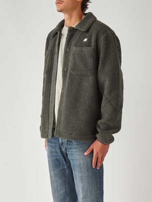 3. Veste Cameron en tissu sherpa polaire double épaisseur pour homme Vert militaire
