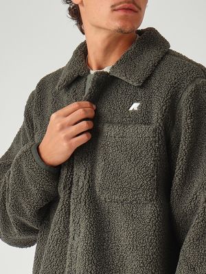 5. Veste Cameron en tissu sherpa polaire double épaisseur pour homme Vert militaire