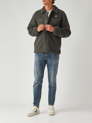 2. Veste Cameron en tissu sherpa polaire double épaisseur pour homme Vert militaire
