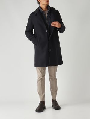 2. Manteau en mélange laine et nylon pour homme Bleu Foncé