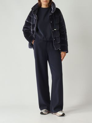 2. Plumífero de terciopelo para mujer Azul marino