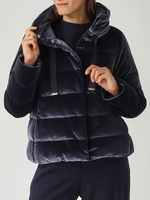 5. Plumífero de terciopelo para mujer Azul marino
