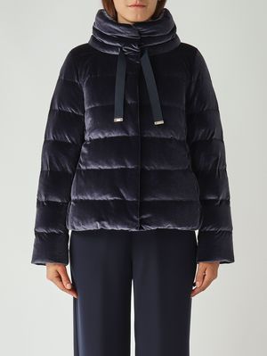 Piumino donna in velluto Blu Navy Herno