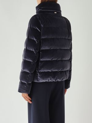 4. Plumífero de terciopelo para mujer Azul marino
