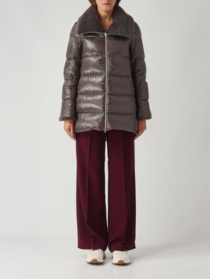 Damen-Daunenjacke in A-Linie aus ultraleichtem Nylon Anthrazit Herno