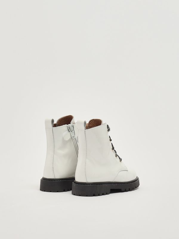 3. Botas militares de piel para niña Blanco Dianetti 1665l