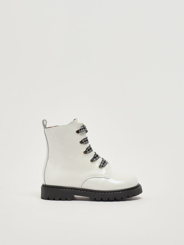 1. Botas militares de piel para niña Blanco Dianetti 1665l