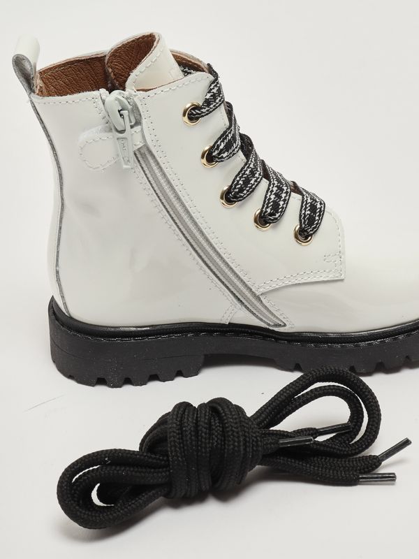 5. Botas militares de piel para niña Blanco Dianetti 1665l
