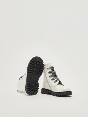 4. Botas militares de piel para niña Blanco
