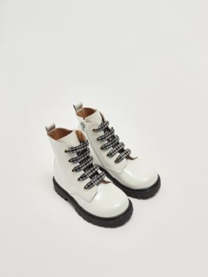 2. Botas militares de piel para niña Blanco