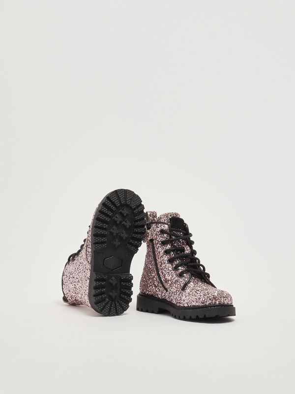 4. Anfibi bambina in pelle glitter Rosa Dianetti 1511bp