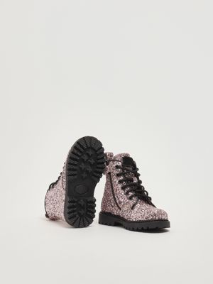 4. Anfibi bambina in pelle glitter Rosa