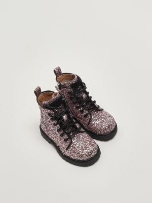 2. Anfibi bambina in pelle glitter Rosa