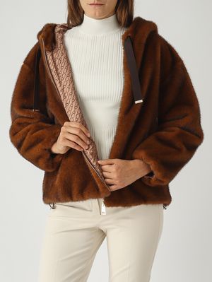 5. Chaqueta de mujer de piel sintética Marrón Oscuro